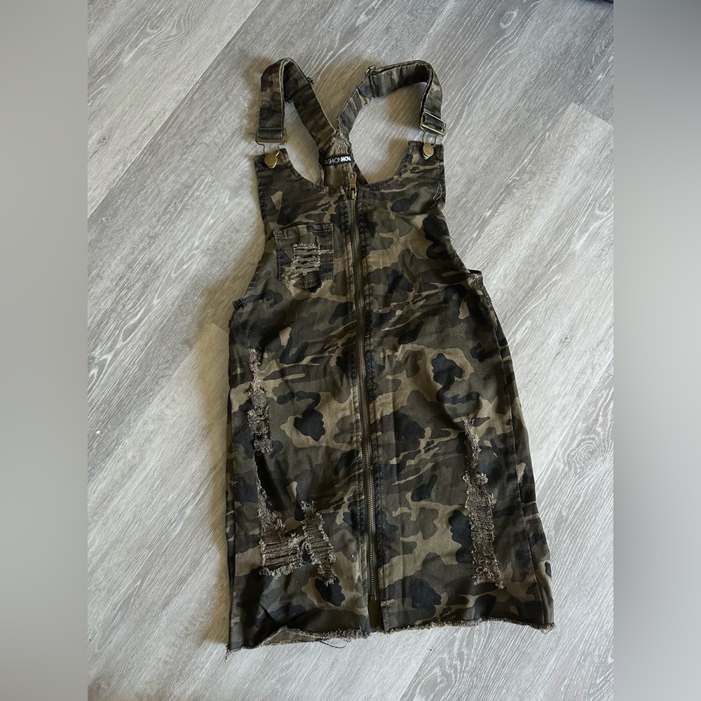 Camouflage Distressed Overall dress